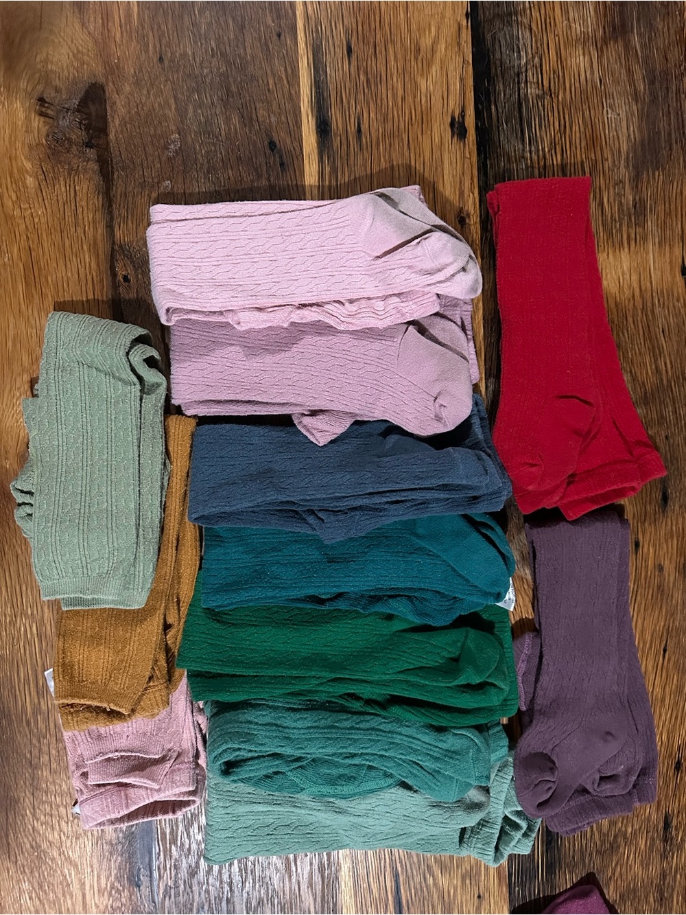 Girls' Colorful Cable Knit Tights Pack - Multi Color